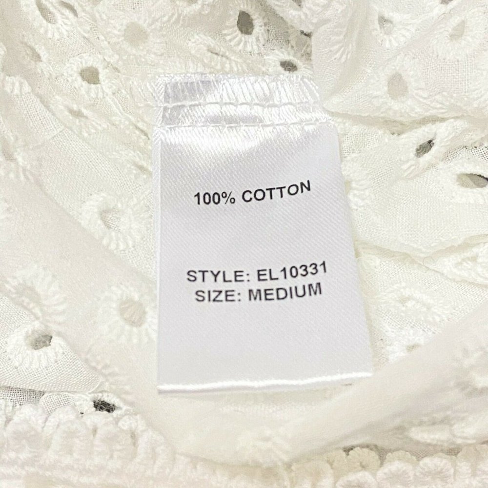 Elan Womens M Elastic Hem And Neckline Sleeveless Crochet Strap Breathable White - Picture 5 of 8
